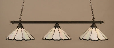 Square 3 Light Bar In Dark Granite Finish With 16" Pearl & Black Flair Tiffany Glass (803-DG-912) - lights