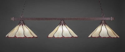 Square 3 Light Bar In Dark Granite Finish With 16" Honey & Burgundy Flair Tiffany Glass (803-DG-916) - lights