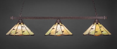 Square 3 Light Bar In Dark Granite Finish With 16" Autumn Leaves Tiffany Glass (803-DG-926) - lights
