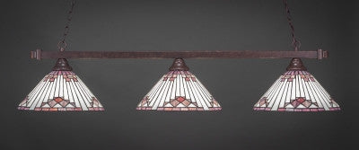 Square 3 Light Bar In Dark Granite Finish With 15" Purple Sunray Tiffany Glass (803-DG-938) - lights