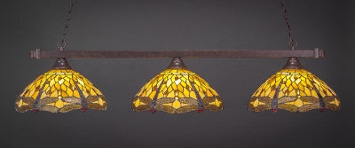 Square 3 Light Bar In Dark Granite Finish With 16" Amber Dragonfly Tiffany Glass (803-DG-946) - lights