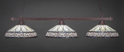 Square 3 Light Bar In Dark Granite Finish With 16" Royal Merlot Tiffany Glass (803-DG-948) - lights