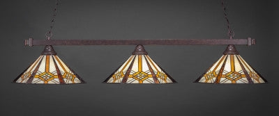 Square 3 Light Bar In Dark Granite Finish With 16" Hampton Tiffany Glass (803-DG-961) - lights