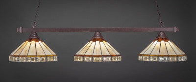 Square 3 Light Bar In Dark Granite Finish With 15" Honey & Brown Mission Tiffany Glass (803-DG-964) - lights