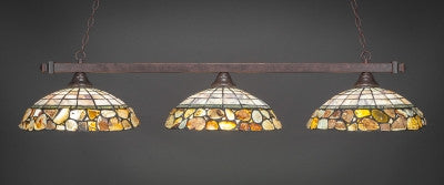 Square 3 Light Bar In Dark Granite Finish With 16" Cobblestone Tiffany Glass (803-DG-973) - lights