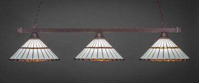 Square 3 Light Bar In Dark Granite Finish With 15.5" Honey Glass & Amber Brown Jewels Tiffany Glass (803-DG-974) - lights