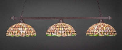 Square 3 Light Bar In Dark Granite Finish With 15" Rosetta Tiffany Glass (803-DG-988) - lights