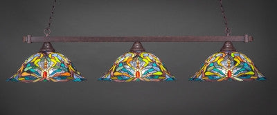 Square 3 Light Bar In Dark Granite Finish With 19" Kaleidoscope Tiffany Glass (803-DG-990) - lights