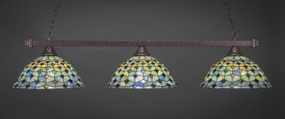 Square 3 Light Bar In Dark Granite Finish With 16" Crescent Tiffany Glass (803-DG-996) - lights