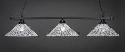 Square 3 Light Bar In Matte Black Finish With 16" Italian Ice Glass (803-MB-719) - lights