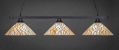 Square 3 Light Bar In Matte Black Finish With 16" Sandhill Tiffany Glass (803-MB-911) - lights