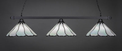 Square 3 Light Bar In Matte Black Finish With 16" Pearl & Black Flair Tiffany Glass (803-MB-912) - lights