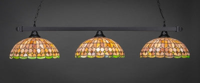 Square 3 Light Bar In Matte Black Finish With 15" Rosetta Tiffany Glass (803-MB-988) - lights