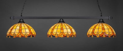 Square 3 Light Bar In Matte Black Finish With 14.5" Butterscotch Tiffany Glass (803-MB-989) - lights
