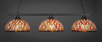 Square 3 Light Bar In Matte Black Finish With 15" Persian Nite Tiffany Glass (803-MB-991) - lights