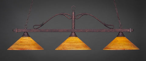 Scroll 3 Light Bar In Bronze Finish With 16" Firré Saturn Glass - lights