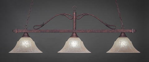 Scroll 3 Light Bar In Bronze Finish With 14" Amber Marble Glass - lights