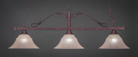 Scroll 3 Light Bar In Bronze Finish With 14" Italian Marble Glass (823-BRZ-53318) - lights