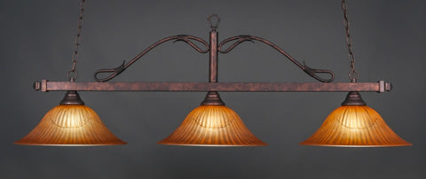 Scroll 3 Light Bar In Bronze Finish With 16" Tiger Glass (823-BRZ-58619) - lights