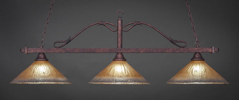Scroll 3 Light Bar In Bronze Finish With 16" Amber Crystal Glass - lights