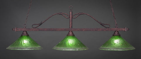 Scroll 3 Light Bar In Bronze Finish With 16" Kiwi Green Crystal Glass - lights
