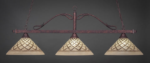 Scroll 3 Light Bar In Bronze Finish With 16" Chocolate Icing Glass (823-BRZ-718) - lights