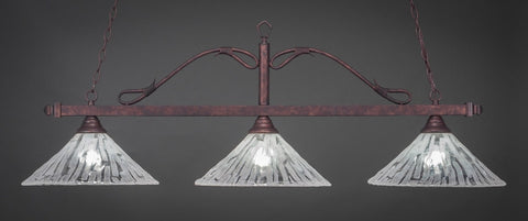 Scroll 3 Light Bar In Bronze Finish With 16" Italian Ice Glass - lights