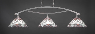 Bow 3 Light Bar In Brushed Nickel Finish With 15" Purple Sunray Tiffany Glass (873-BN-938) - lights