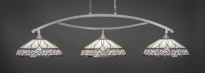 Bow 3 Light Bar In Brushed Nickel Finish With 16" Royal Merlot Tiffany Glass (873-BN-948) - lights
