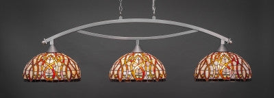 Bow 3 Light Bar In Brushed Nickel Finish With 15" Persian Nites Tiffany Glass (873-BN-991) - lights
