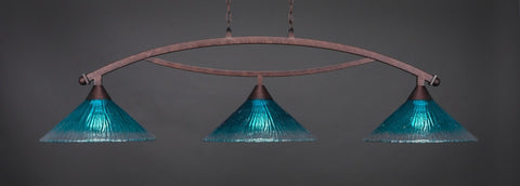 Bow 3 Light Bar In Bronze Finish With 16" Teal Crystal Glass (873-BRZ-715) - lights