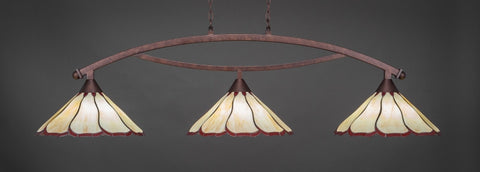 Bow 3 Light Bar In Bronze Finish With 16" Honey & Burgundy Flair Tiffany Glass (873-BRZ-916) - lights