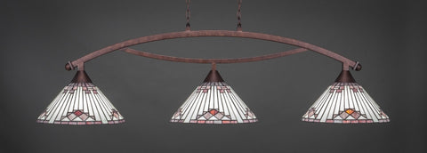 Bow 3 Light Bar In Bronze Finish With 15" Purple Sunray Tiffany Glass (873-BRZ-938) - lights