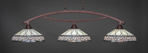  Bow 3 Light Bar In Bronze Finish With 16" Royal Merlot Tiffany Glass - lights