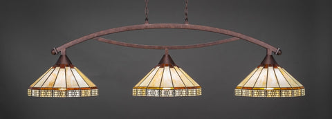 Bow 3 Light Bar In Bronze Finish With 15" Honey & Brown Mission Tiffany Glass (873-BRZ-964) - lights