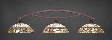 Bow 3 Light Bar In Bronze Finish With 16" Cobblestone Tiffany Glass - lights