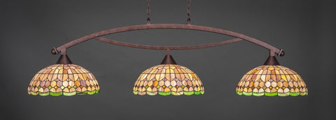 Bow 3 Light Bar In Bronze Finish With 15" Rosetta Tiffany Glass (873-BRZ-988) - lights