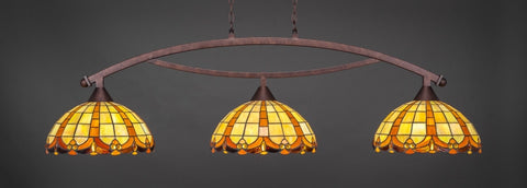 Bow 3 Light Bar In Bronze Finish With 14.5" Butterscotch Tiffany Glass (873-BRZ-989) - lights