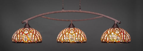 Bow 3 Light Bar In Bronze Finish With 15" Persian Nites Tiffany Glass (873-BRZ-991) - lights