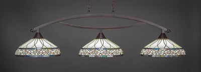 Bow 3 Light Bar In Dark Granite Finish With 16" Royal Merlot Tiffany Glass (873-DG-948) - lights