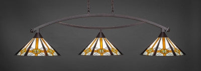 Bow 3 Light Bar In Dark Granite Finish With 16" Hampton Tiffany Glass (873-DG-961) - lights