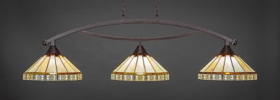 Bow 3 Light Bar In Dark Granite Finish With 15" Honey & Brown Mission Tiffany Glass (873-DG-964) - lights
