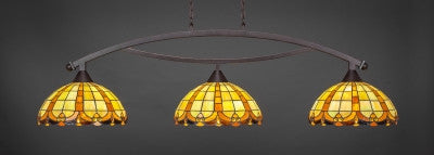 Bow 3 Light Bar In Dark Granite Finish With 14.5" Butterscotch Tiffany Glass (873-DG-989) - lights