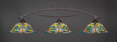Bow 3 Light Bar In Dark Granite Finish With 19" Kaleidoscope Tiffany Glass (873-DG-990) - lights
