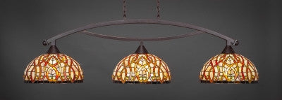 Bow 3 Light Bar In Dark Granite Finish With 15" Persian Nites Tiffany Glass (873-DG-991) - lights