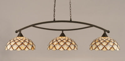 Bow 3 Light Bar In Brushed Nickel Finish With 16" Honey & Brown Scallop Tiffany Glass (873-BN-993) - lights