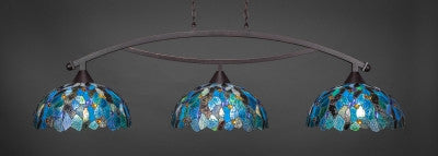  Bow 3 Light Bar In Brushed Dark Granite Finish With 16" Blue Mosaic Tiffany Glass (873-DG-995) - lights