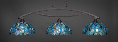 Bow 3 Light Bar In Brushed Dark Granite Finish With 16" Blue Mosaic Tiffany Glass (873-DG-995) - lights