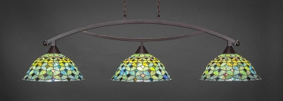 Bow 3 Light Bar In Dark Granite Finish With 16" Crescent Tiffany Glass (873-DG-996) - lights