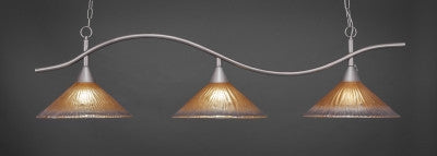 Swoop 3 Light Bar In Brushed Nickel Finish With 16" Amber Crystal Glass (893-BN-710) - lights